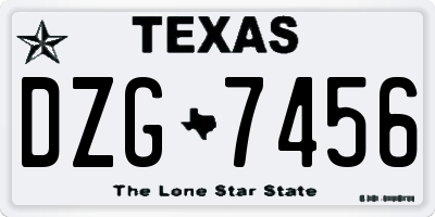 TX license plate DZG7456