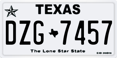 TX license plate DZG7457