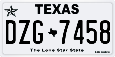TX license plate DZG7458
