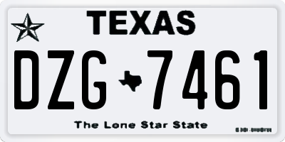 TX license plate DZG7461