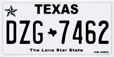 TX license plate DZG7462