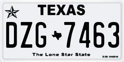 TX license plate DZG7463