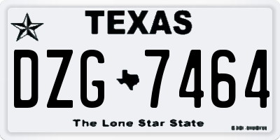 TX license plate DZG7464