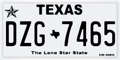 TX license plate DZG7465