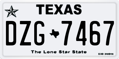 TX license plate DZG7467