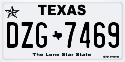 TX license plate DZG7469