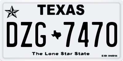 TX license plate DZG7470