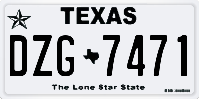 TX license plate DZG7471