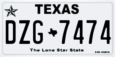 TX license plate DZG7474
