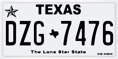 TX license plate DZG7476