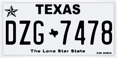 TX license plate DZG7478