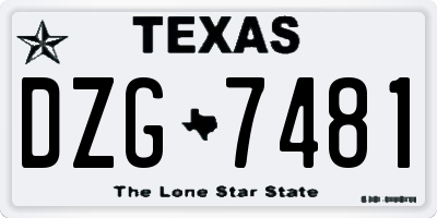 TX license plate DZG7481