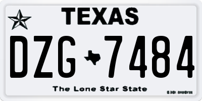 TX license plate DZG7484