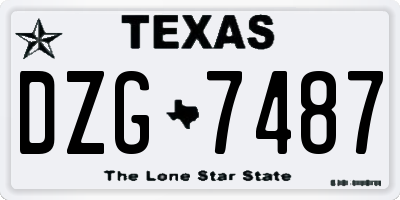 TX license plate DZG7487