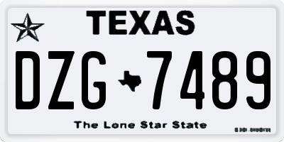 TX license plate DZG7489