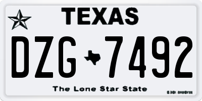 TX license plate DZG7492