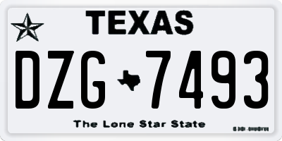 TX license plate DZG7493