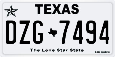 TX license plate DZG7494