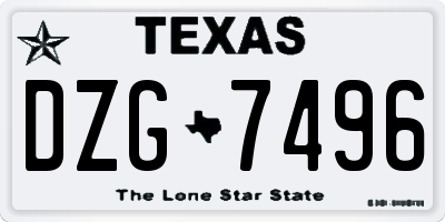 TX license plate DZG7496