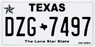 TX license plate DZG7497