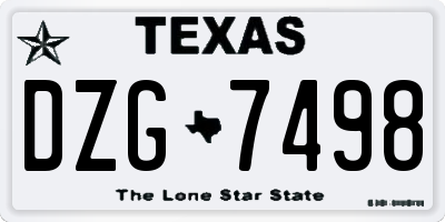 TX license plate DZG7498