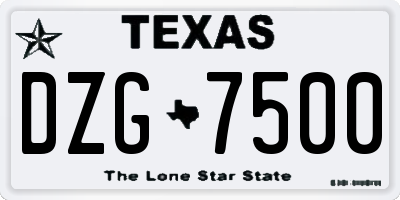 TX license plate DZG7500