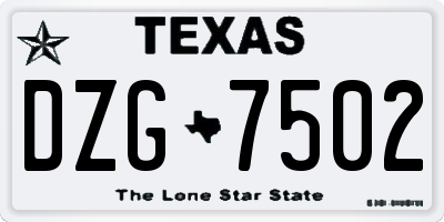 TX license plate DZG7502