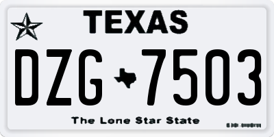 TX license plate DZG7503