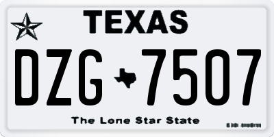 TX license plate DZG7507