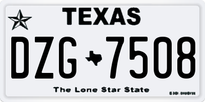 TX license plate DZG7508