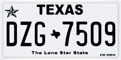 TX license plate DZG7509