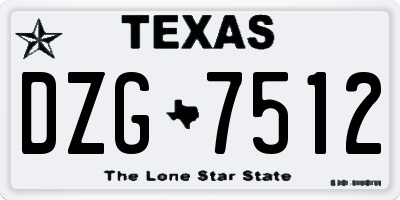 TX license plate DZG7512
