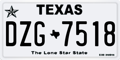 TX license plate DZG7518