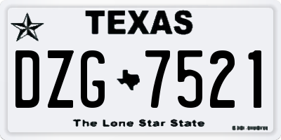 TX license plate DZG7521