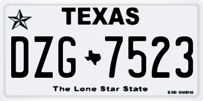 TX license plate DZG7523