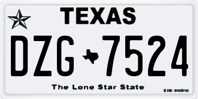 TX license plate DZG7524