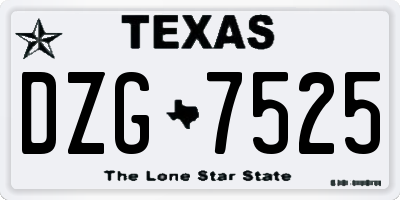 TX license plate DZG7525