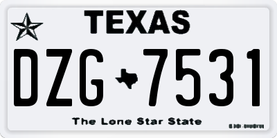 TX license plate DZG7531