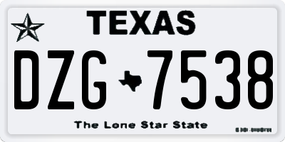 TX license plate DZG7538