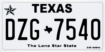 TX license plate DZG7540