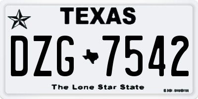 TX license plate DZG7542