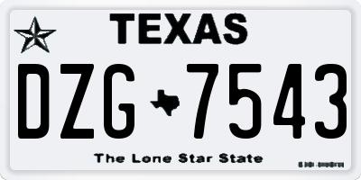 TX license plate DZG7543