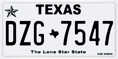 TX license plate DZG7547