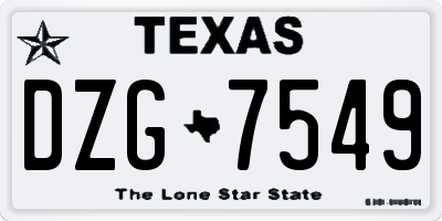 TX license plate DZG7549