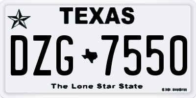 TX license plate DZG7550
