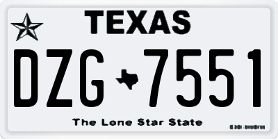 TX license plate DZG7551