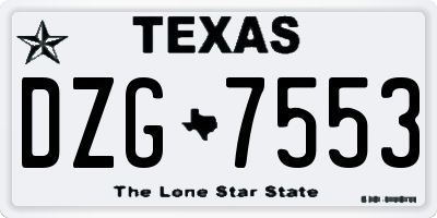 TX license plate DZG7553