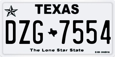 TX license plate DZG7554