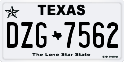 TX license plate DZG7562