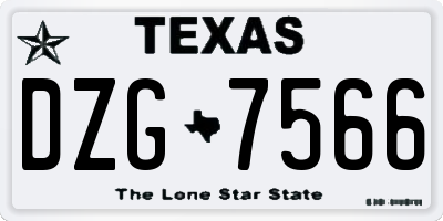 TX license plate DZG7566